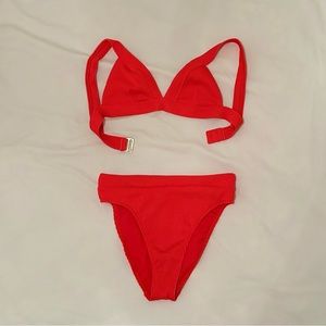 Hollister Red Ribbed Bikini Set (XS/S)